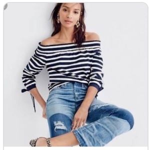 J.Crew Striped Off the Shoulder Top - XS